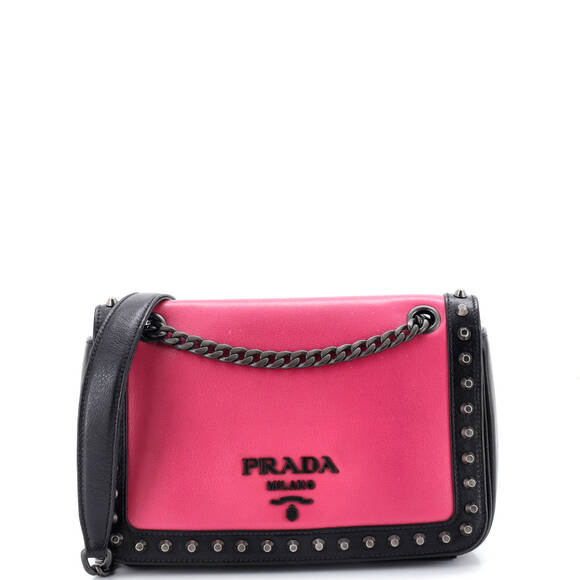 Prada Chain Flap Bag Studded Glace Calf #229906P90B